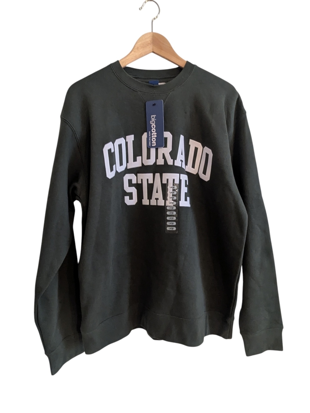Colorado State Men's 100% Cotton Crewneck Sweatshirt Green White Large